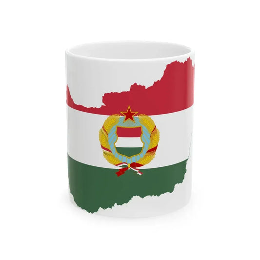 Flag-map of Hungary 1957-1990 government ensign (Hungary) White Coffee Mug 11oz - Go Mug Yourself