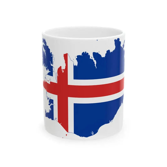 Flag-map of Iceland (Iceland) White Coffee Mug 11oz - Go Mug Yourself