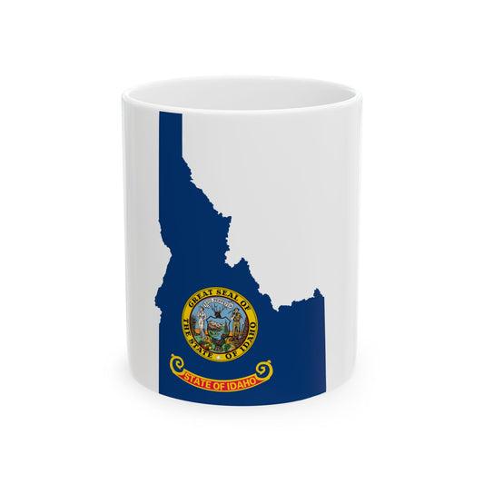 Flag-map of Idaho (United States) White Coffee Mug-11oz-Go Mug Yourself
