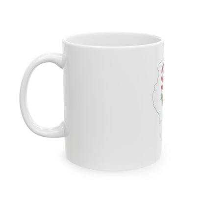 Flag map of Illinois (United States) White Coffee Mug-Go Mug Yourself