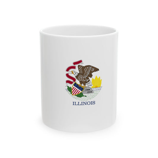Flag-map of Illinois without stroke (United States) White Coffee Mug-11oz-Go Mug Yourself