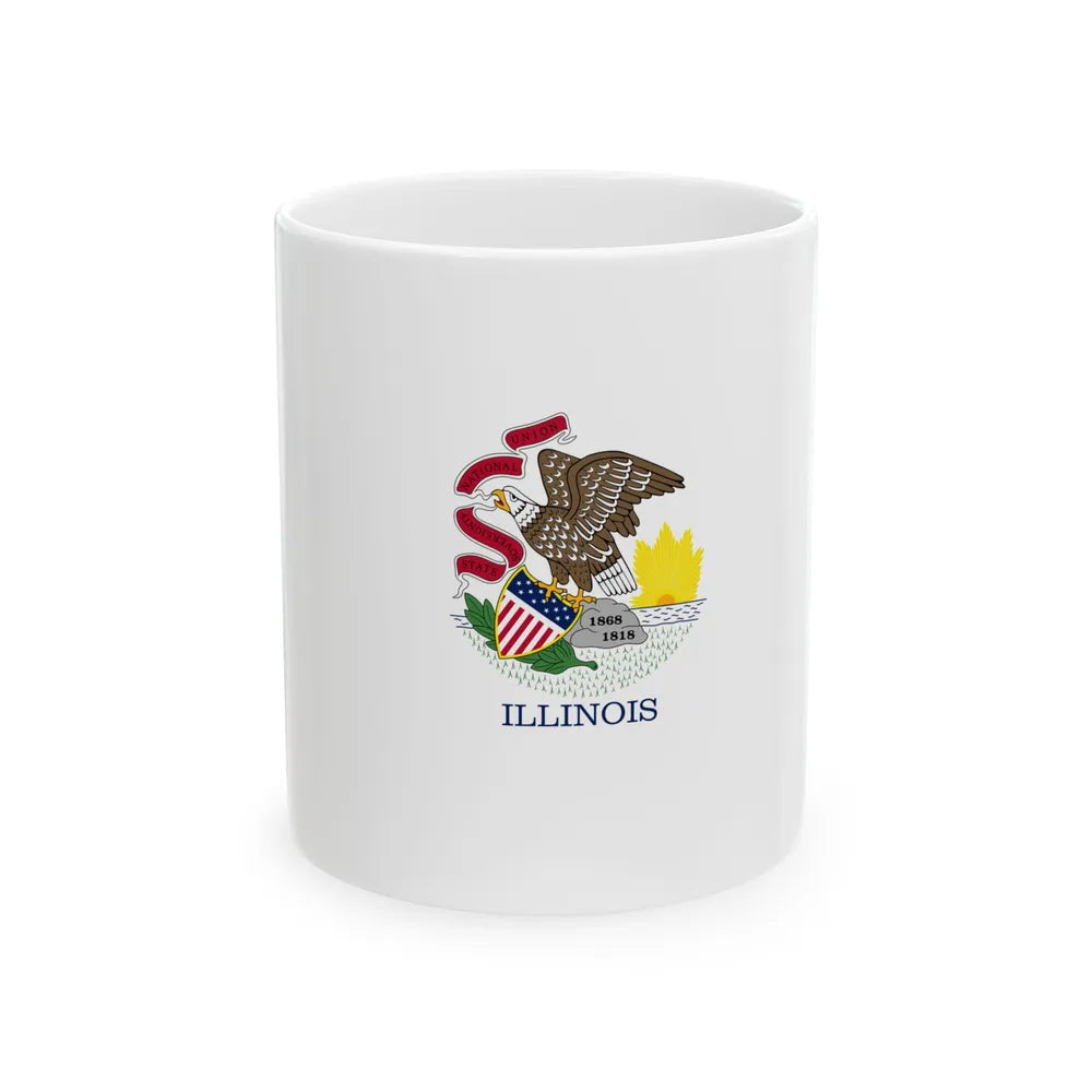 Flag-map of Illinois without stroke (United States) White Coffee Mug 11oz - Go Mug Yourself