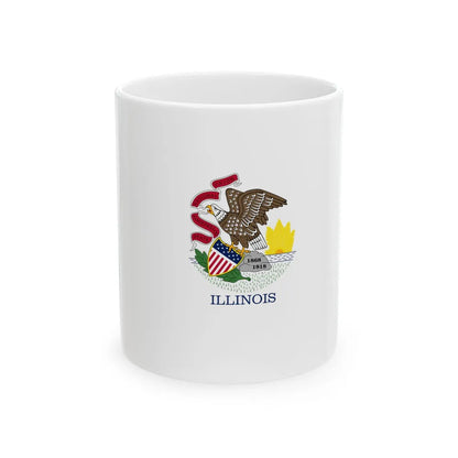 Flag-map of Illinois without stroke (United States) White Coffee Mug 11oz - Go Mug Yourself