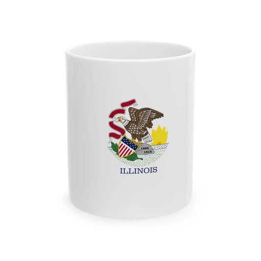 Flag-map of Illinois without stroke (United States) White Coffee Mug 11oz - Go Mug Yourself