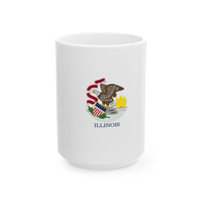 Flag-map of Illinois without stroke (United States) White Coffee Mug-15oz-Go Mug Yourself
