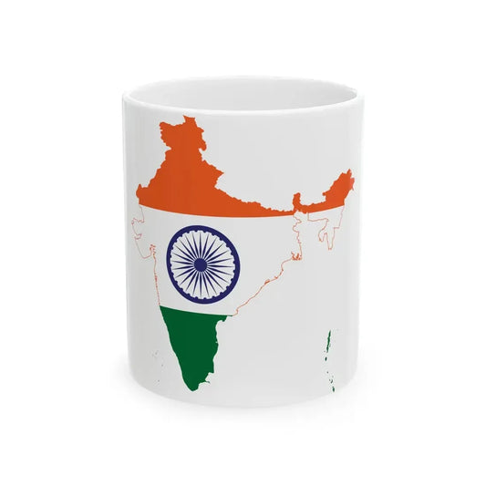 Flag-map of India de-facto (India) White Coffee Mug 11oz - Go Mug Yourself