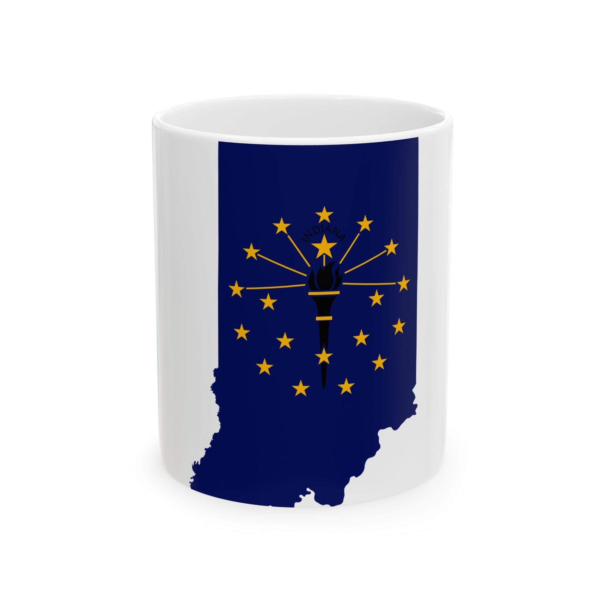 Flag map of Indiana (United States) White Coffee Mug-11oz-Go Mug Yourself
