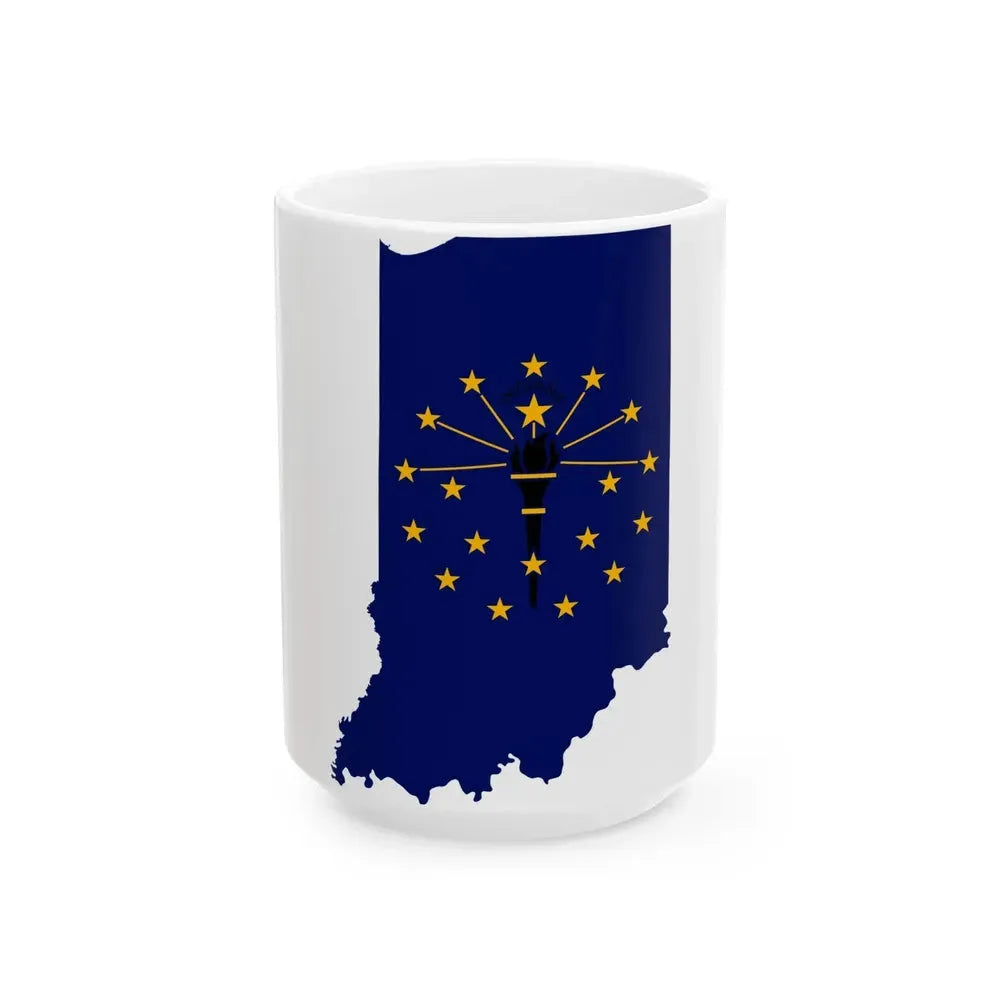 Flag map of Indiana (United States) White Coffee Mug 15oz - Go Mug Yourself