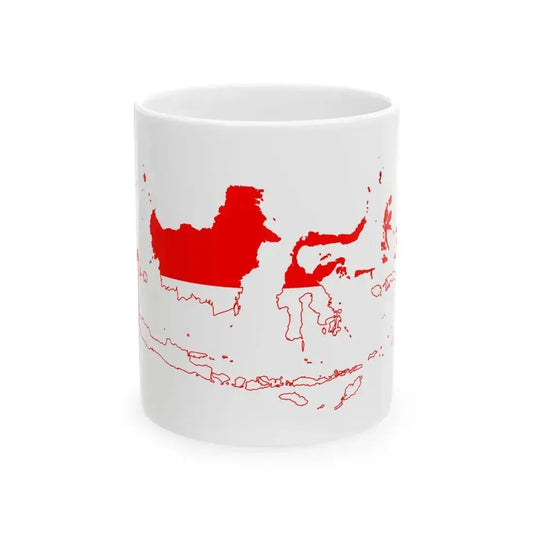 Flag map of Indonesia (Indonesia) White Coffee Mug 11oz - Go Mug Yourself