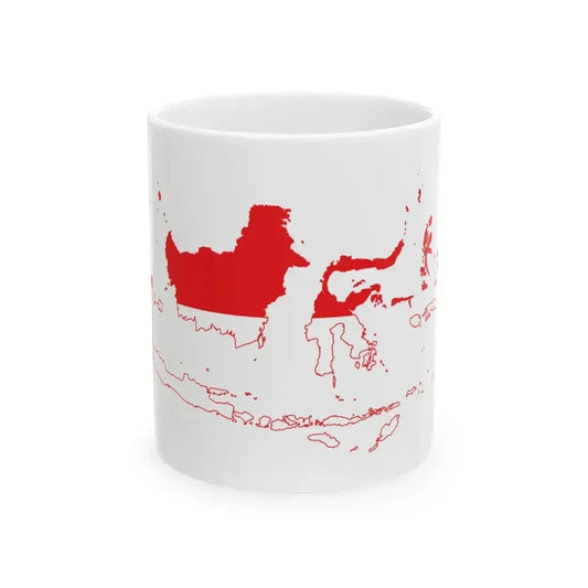 Flag map of Indonesia physical version (Indonesia) White Coffee Mug 11oz - Go Mug Yourself