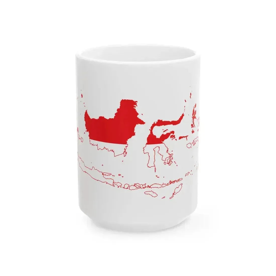 Flag map of Indonesia physical version (Indonesia) White Coffee Mug 15oz - Go Mug Yourself