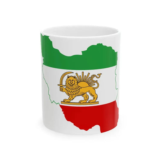 Flag-map of Iran 1964-1980 (Iran) White Coffee Mug 11oz - Go Mug Yourself