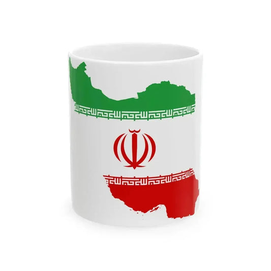 Flag map of Iran (Iran) White Coffee Mug 11oz - Go Mug Yourself