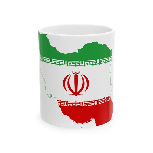 Flag-map of Iran precise boundaries (Iran) White Coffee Mug 11oz - Go Mug Yourself