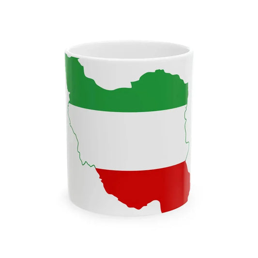 Flag-map of Iran tricolour (Iran) White Coffee Mug 11oz - Go Mug Yourself