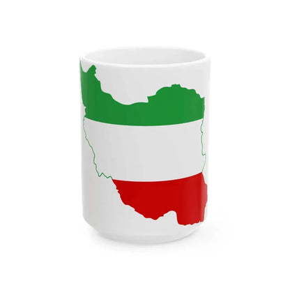 Flag-map of Iran tricolour (Iran) White Coffee Mug 15oz - Go Mug Yourself