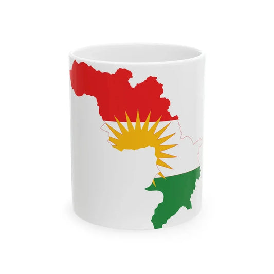 Flag-map of Iraqi Kurdistan (Iraq) White Coffee Mug 11oz - Go Mug Yourself