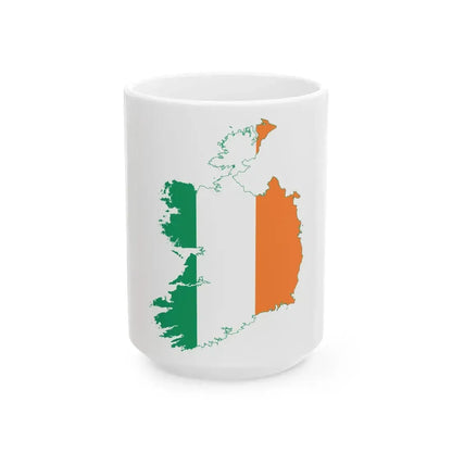 Flag-map of Ireland (Ireland) White Coffee Mug 15oz - Go Mug Yourself
