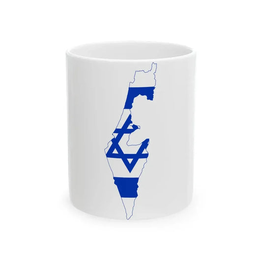 Flag-map of Israel precise boundaries (Israel) White Coffee Mug 11oz - Go Mug Yourself