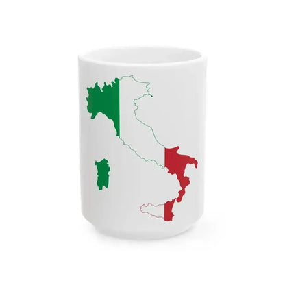 Flag map of Italy (Italy) White Coffee Mug 15oz - Go Mug Yourself