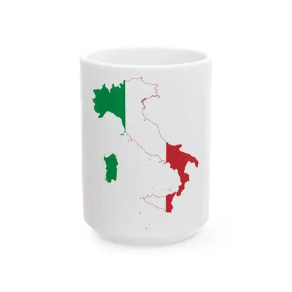 Flag-map of Italy (Italy) White Coffee Mug 15oz - Go Mug Yourself