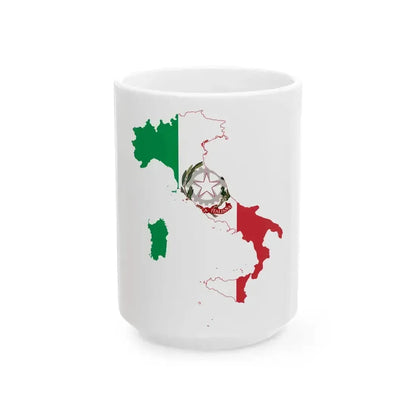 Flag map of Italy State Ensign (Italy) White Coffee Mug 15oz - Go Mug Yourself
