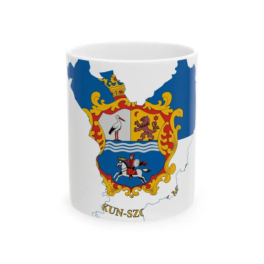 Flag-map of Jasz-Nagykun-Szolnok County (Hungary) White Coffee Mug 11oz - Go Mug Yourself