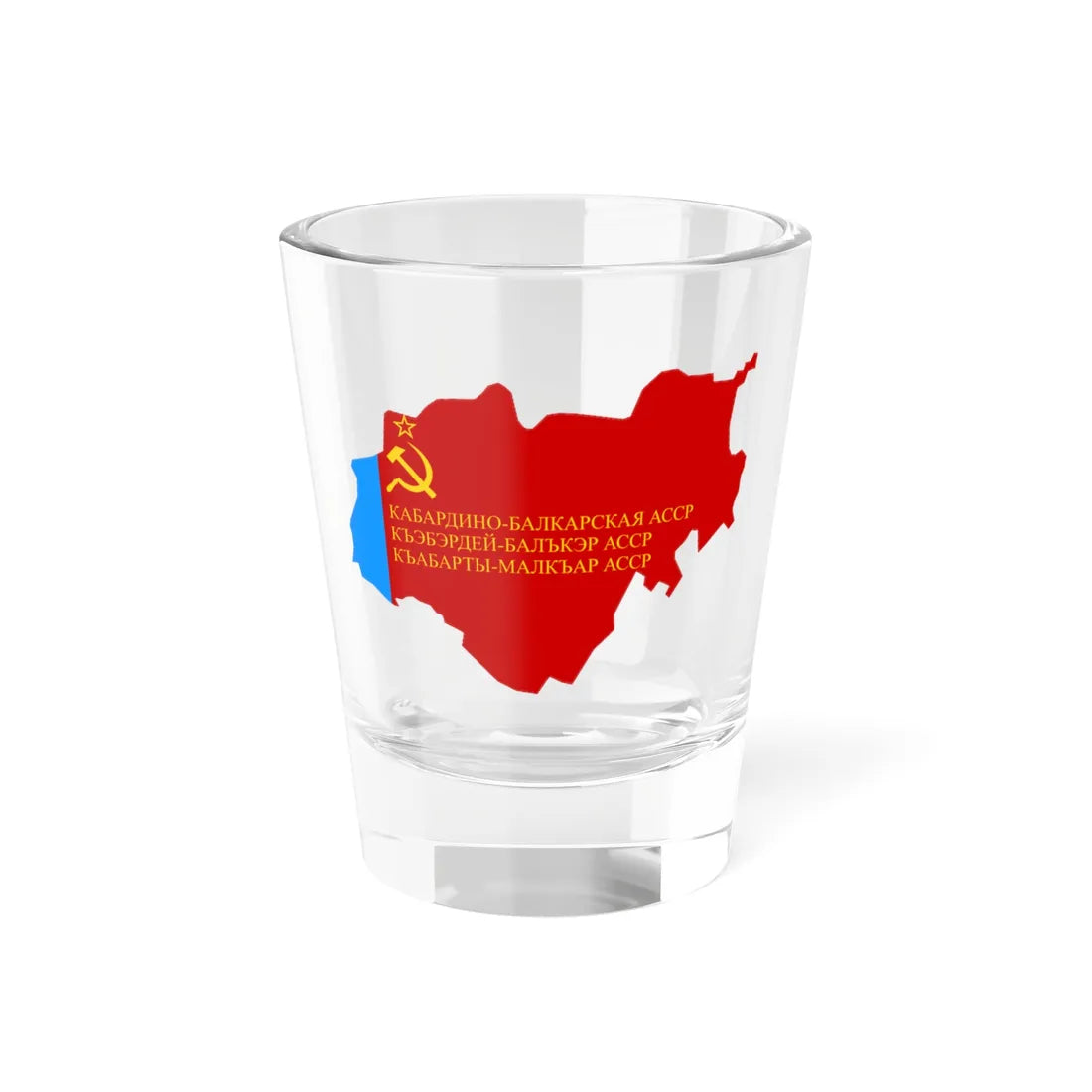 Flag-map of Kabarda-Balkaria ASSR (Russia) Shot Glass 1.5oz 1.5oz - Go Mug Yourself