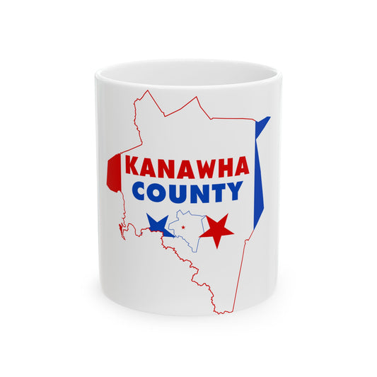 Flag map of Kanawha County West Virginia (United States) White Coffee Mug-11oz-Go Mug Yourself