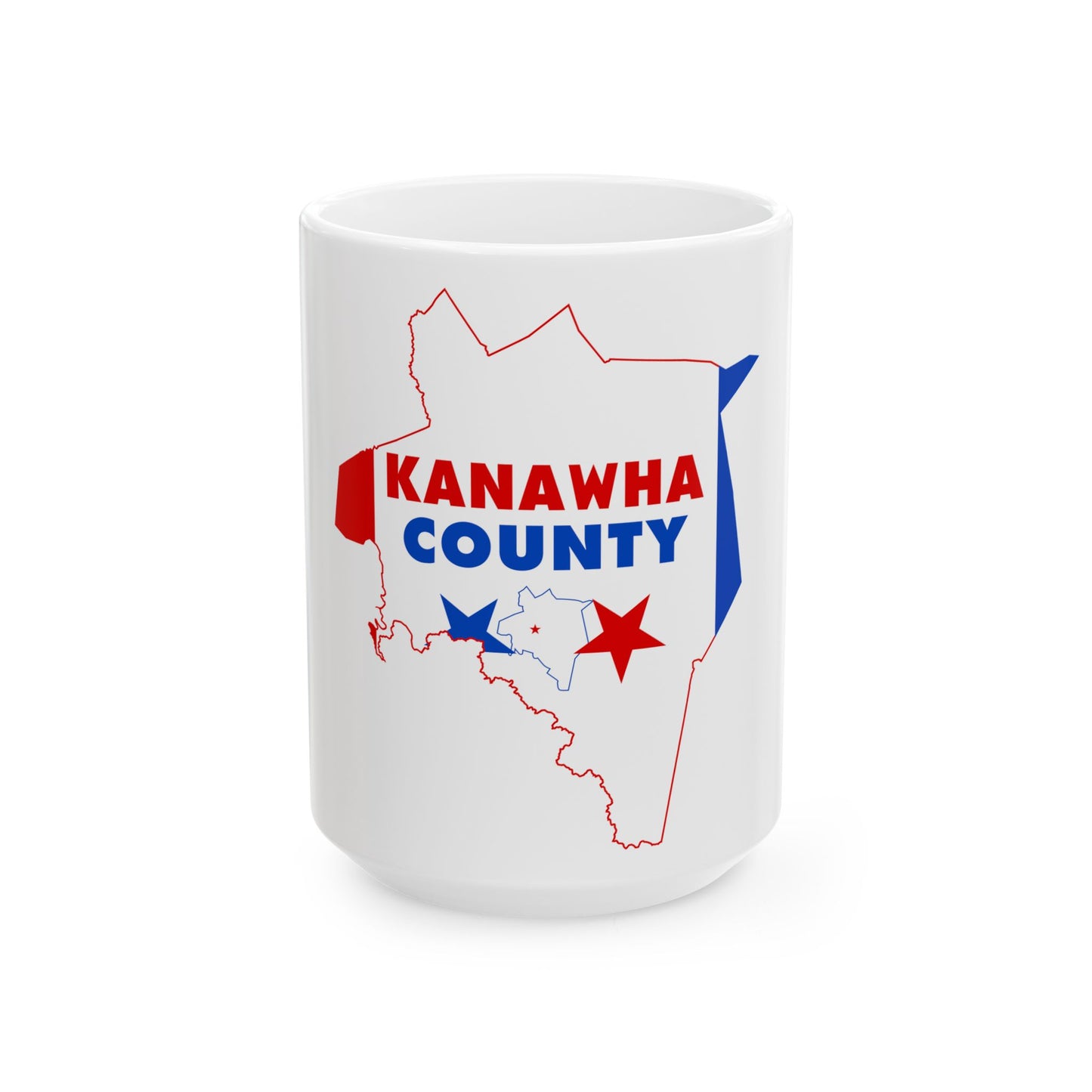 Flag map of Kanawha County West Virginia (United States) White Coffee Mug-15oz-Go Mug Yourself