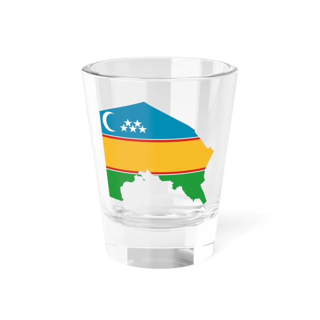 Flag-map of Karakalpakstan (Uzbekistan) Shot Glass 1.5oz 1.5oz - Go Mug Yourself