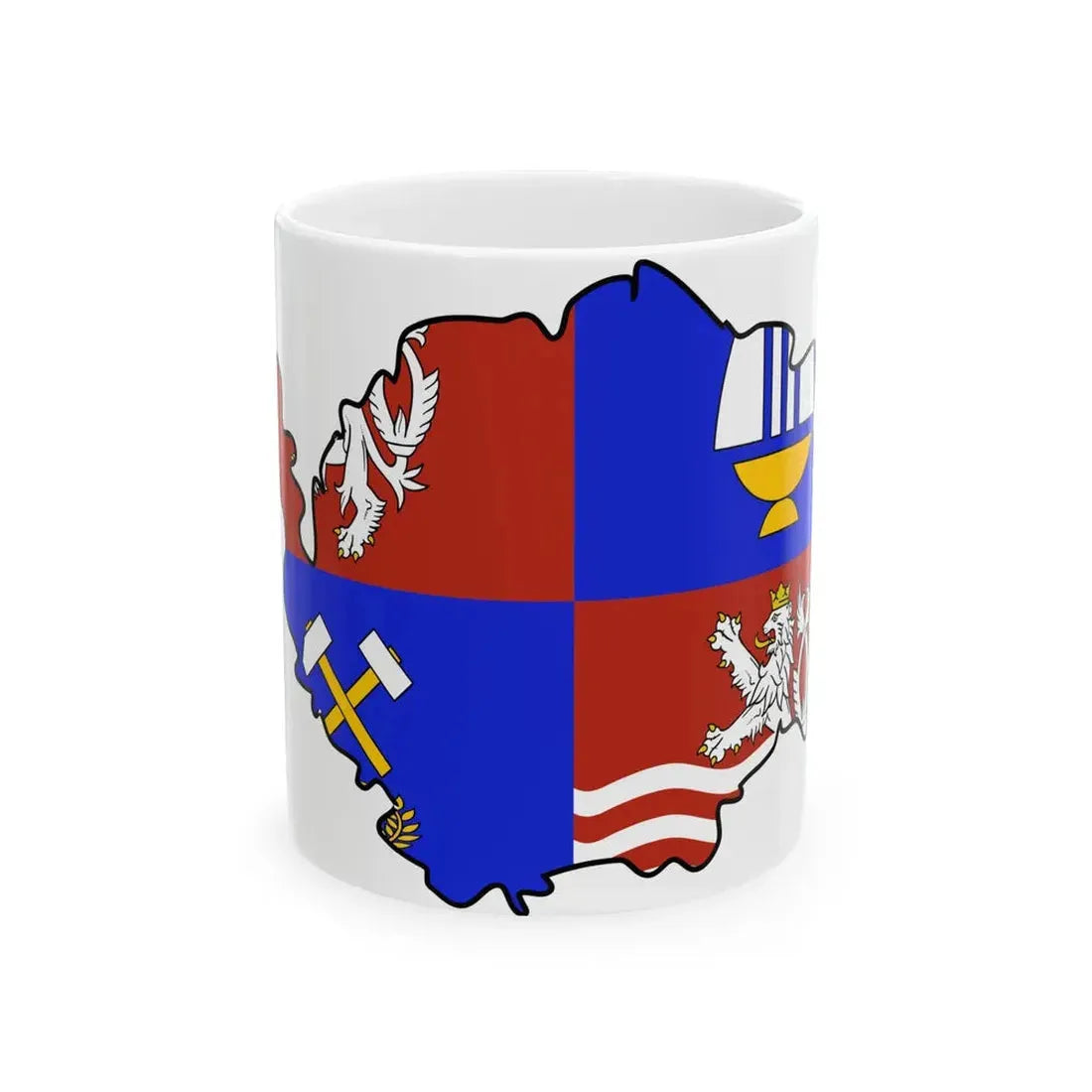 Flag-map of Karlovy Vary Region (Czech Republic) White Coffee Mug 11oz - Go Mug Yourself