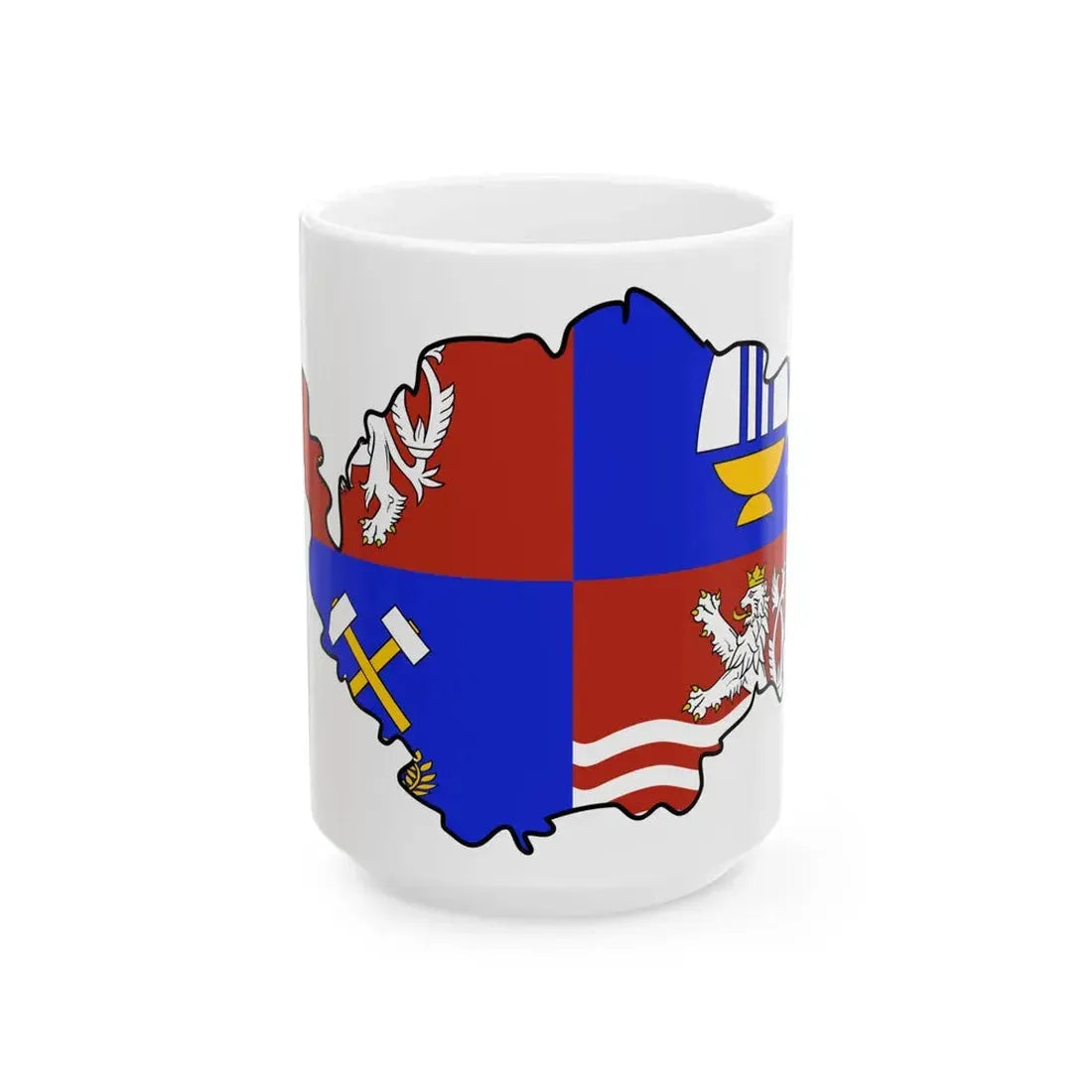 Flag-map of Karlovy Vary Region (Czech Republic) White Coffee Mug 15oz - Go Mug Yourself