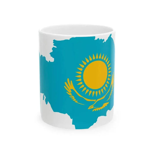 Flag map of Kazakhstan (Kazakhstan) White Coffee Mug 11oz - Go Mug Yourself