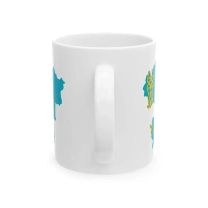 Flag map of Kazakhstan (Kazakhstan) White Coffee Mug - Go Mug Yourself