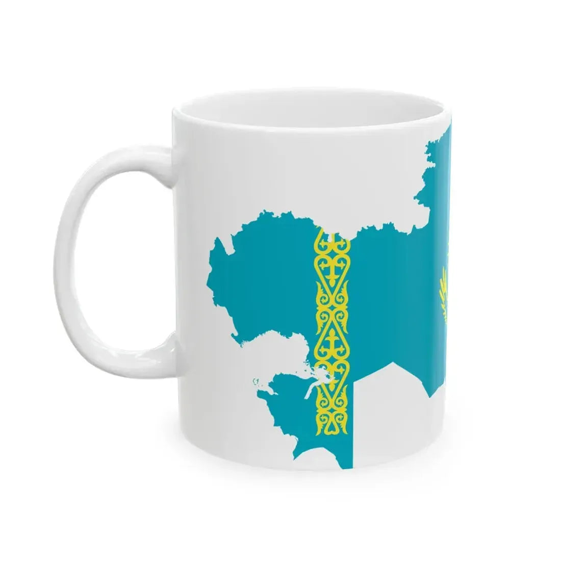 Flag-map of Kazakhstan precise boundaries (Kazakhstan) White Coffee Mug - Go Mug Yourself