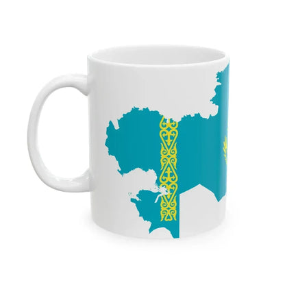 Flag-map of Kazakhstan precise boundaries (Kazakhstan) White Coffee Mug - Go Mug Yourself
