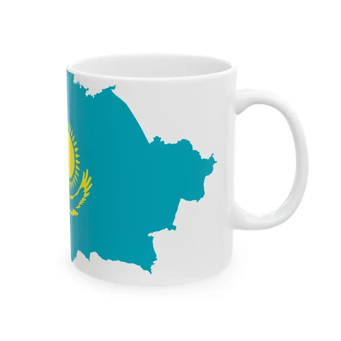 Flag-map of Kazakhstan precise boundaries (Kazakhstan) White Coffee Mug - Go Mug Yourself