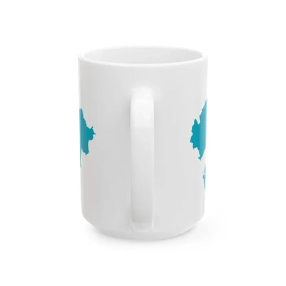 Flag-map of Kazakhstan precise boundaries (Kazakhstan) White Coffee Mug - Go Mug Yourself