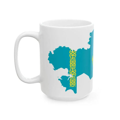 Flag-map of Kazakhstan precise boundaries (Kazakhstan) White Coffee Mug - Go Mug Yourself