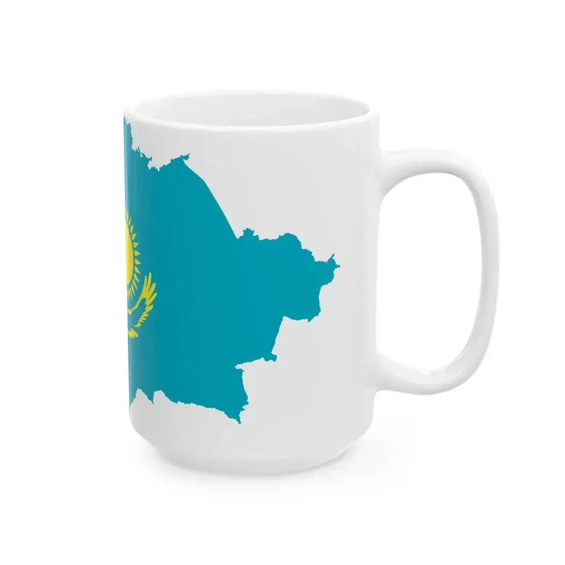 Flag-map of Kazakhstan precise boundaries (Kazakhstan) White Coffee Mug - Go Mug Yourself