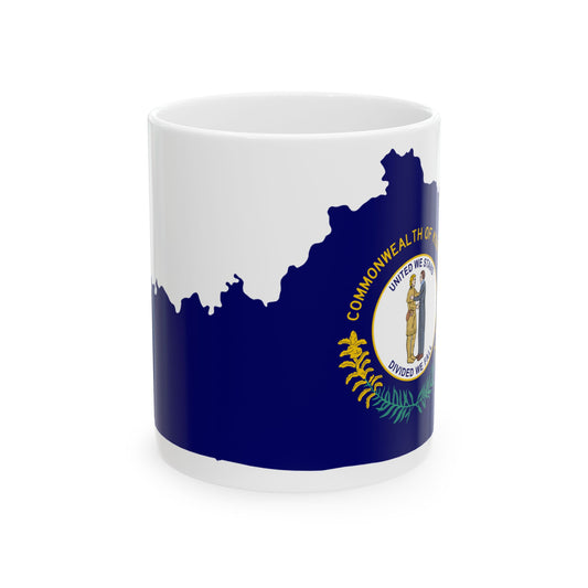 Flag-map of Kentucky (United States) White Coffee Mug-11oz-Go Mug Yourself
