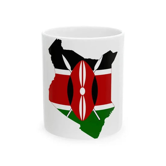 Flag map of Kenya (Kenya) White Coffee Mug 11oz - Go Mug Yourself