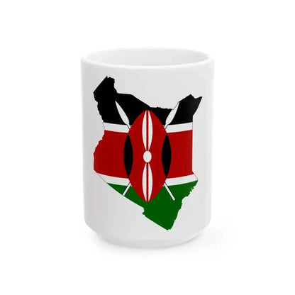 Flag map of Kenya (Kenya) White Coffee Mug 15oz - Go Mug Yourself