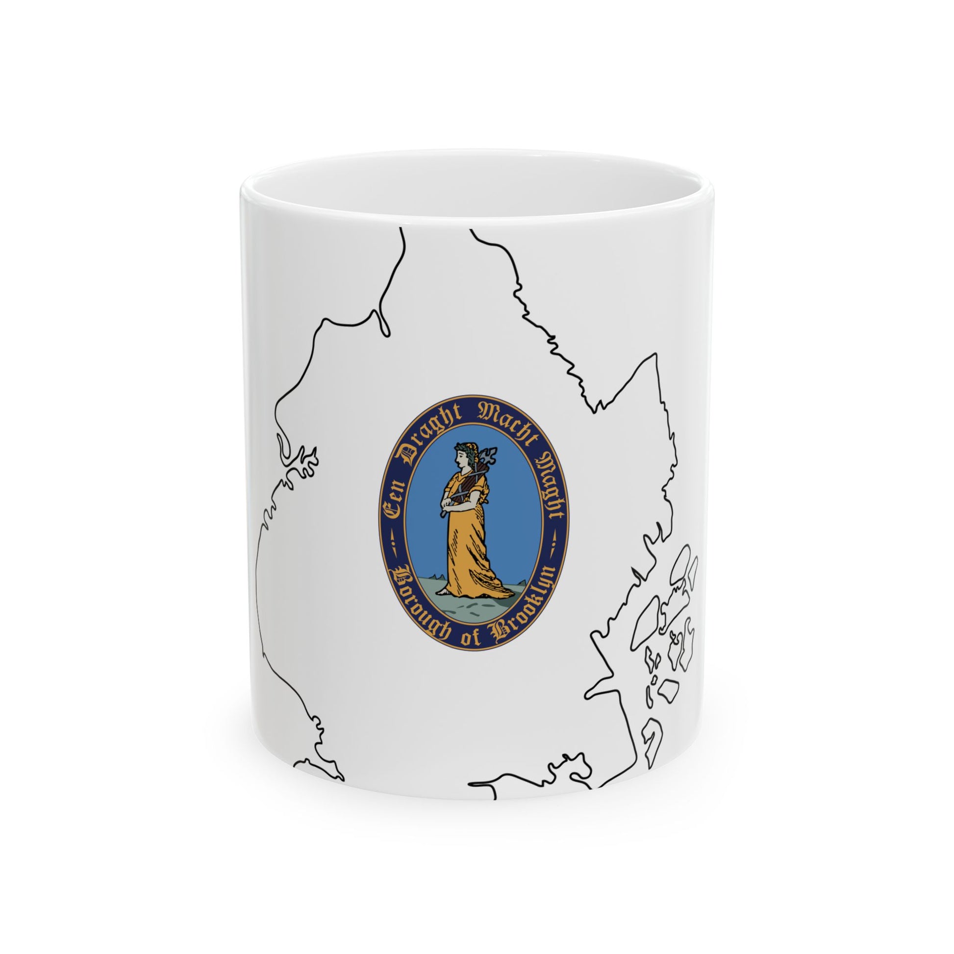 Flag-map of Kings County New York (United States) White Coffee Mug-11oz-Go Mug Yourself