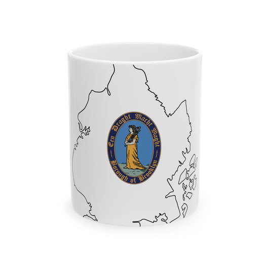 Flag-map of Kings County New York (United States) White Coffee Mug-11oz-Go Mug Yourself