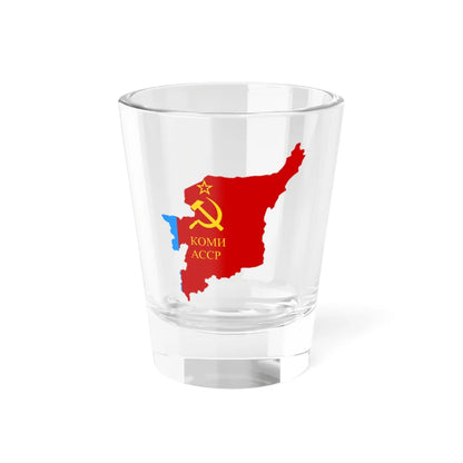 Flag-map of Komi ASSR (Russia) Shot Glass 1.5oz 1.5oz - Go Mug Yourself