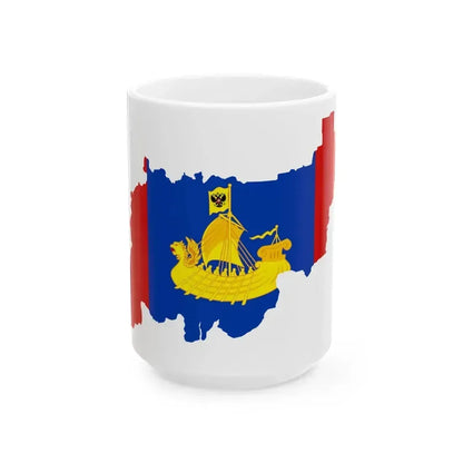 Flag map of Kostroma Oblast (Russia) White Coffee Mug 15oz - Go Mug Yourself
