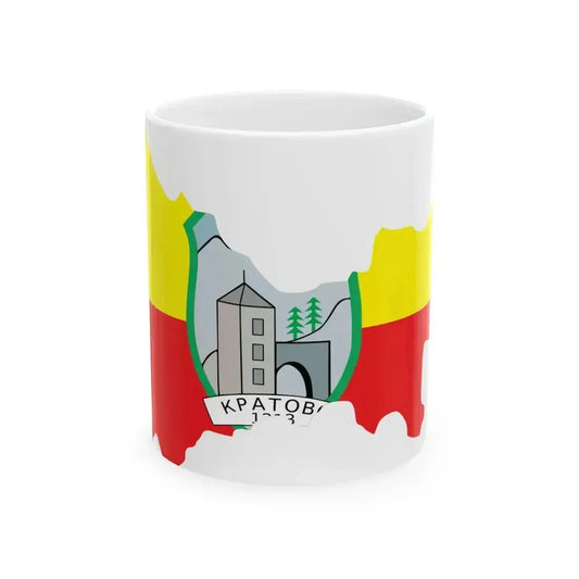 Flag map of Kratovo Municipality (North Macedonia) White Coffee Mug 11oz - Go Mug Yourself