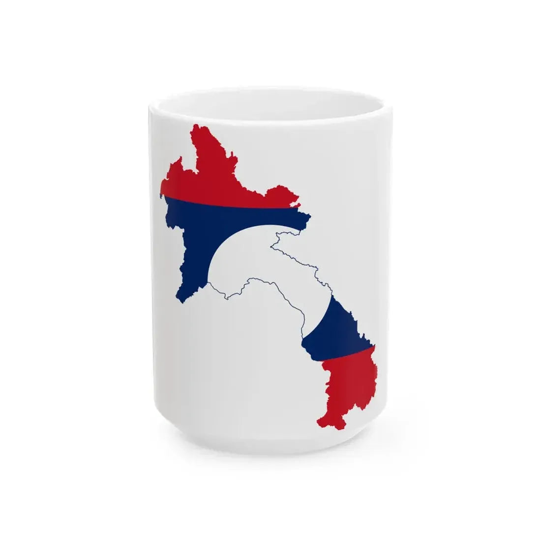 Flag-map of Laos (Laos) White Coffee Mug 15oz - Go Mug Yourself